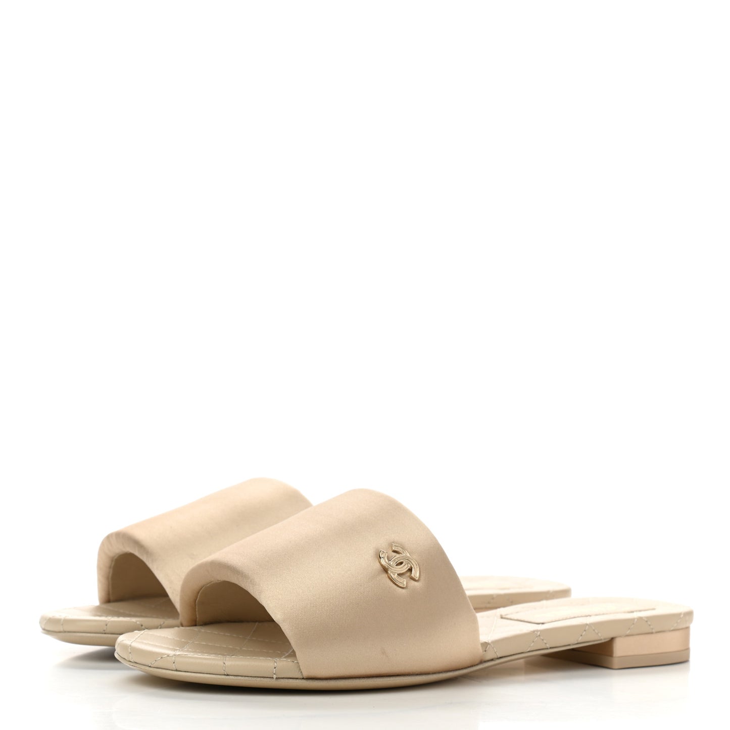 Satin Mule Sandals 37.5 Beige