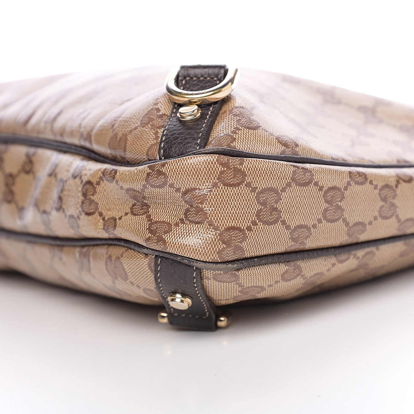 Crystal Monogram Large Abbey D Ring Hobo Dark Brown