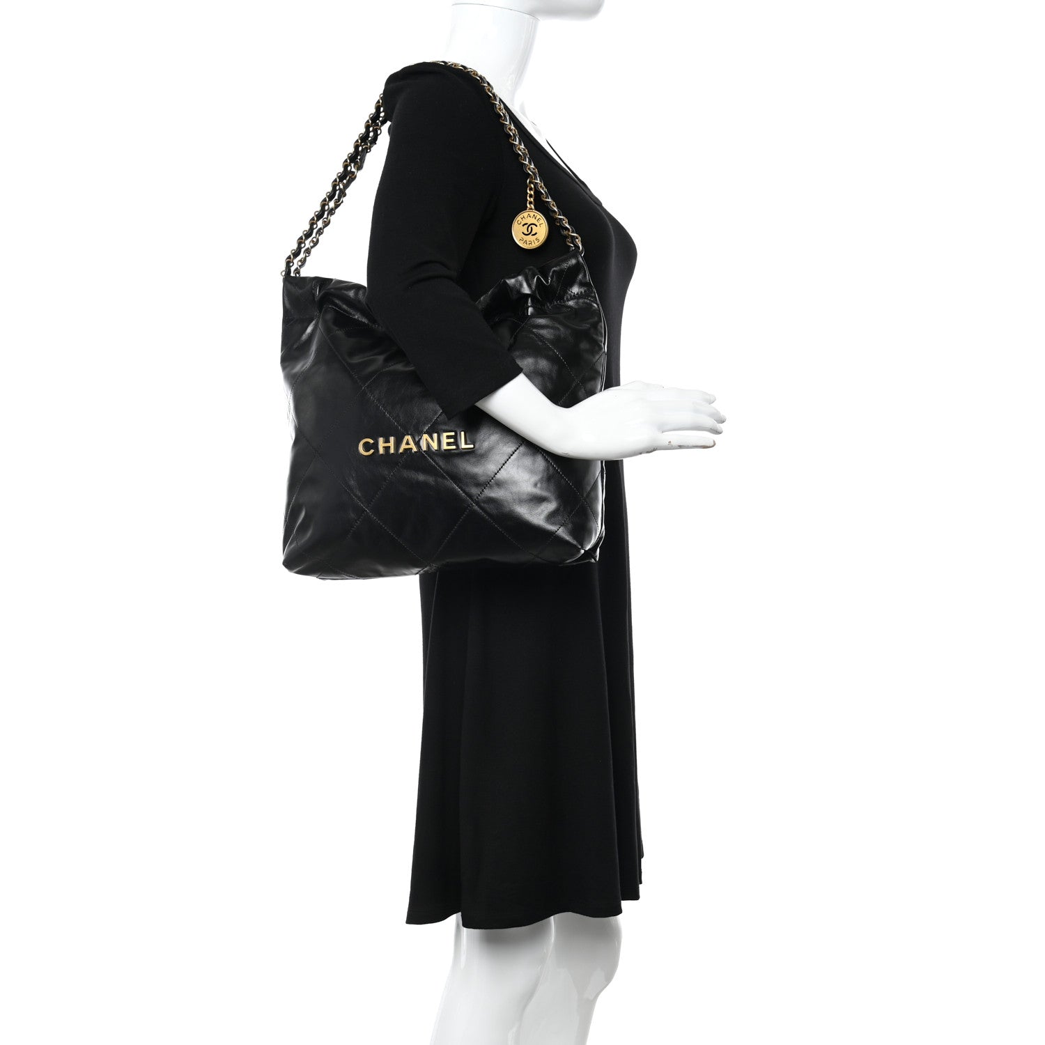 Chanel Shiny Calfskin Quilted Small Chanel 22 Black 2 of 11