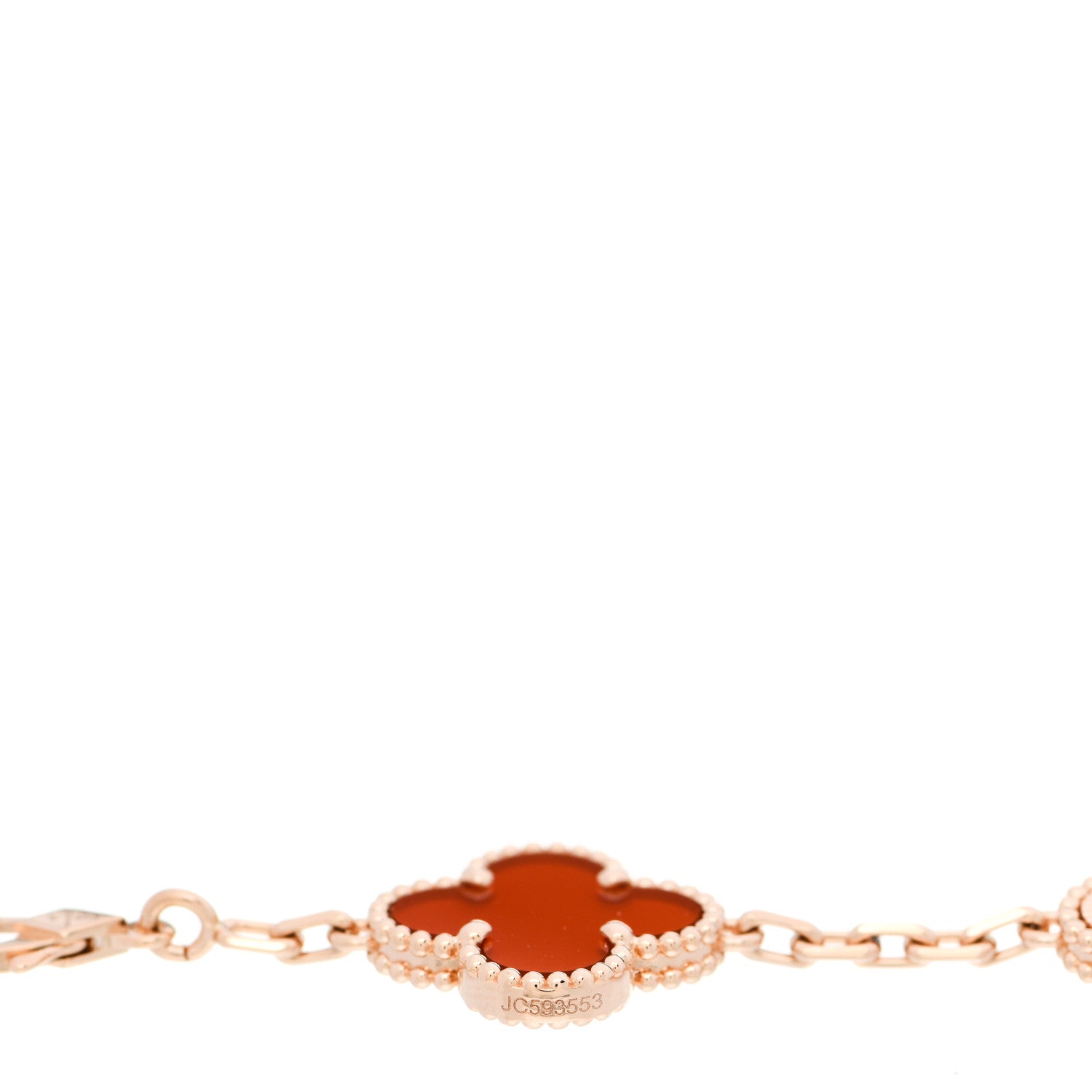 Van Cleef & Arpels 18K Rose Gold Carnelian 5 Motifs Guilloche Vintage Alhambra Bracelet 4 of 5