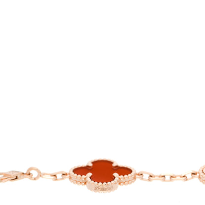 Van Cleef & Arpels 18K Rose Gold Carnelian 5 Motifs Guilloche Vintage Alhambra Bracelet 4 of 5