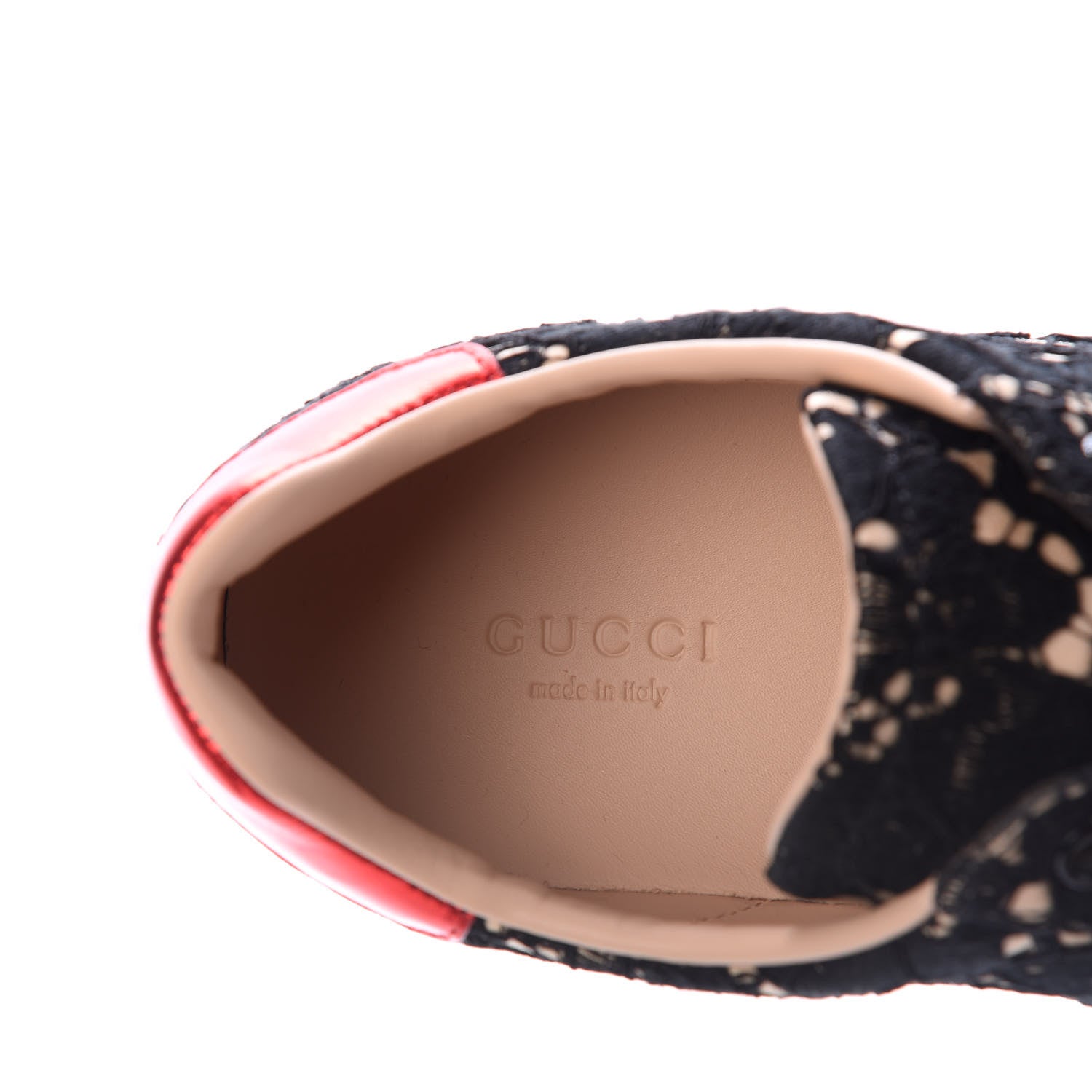Gucci Lace Crystal Sylvie Web Flower Leaf Womens Ace Sneakers 39 Black Tan Beige 7 of 10