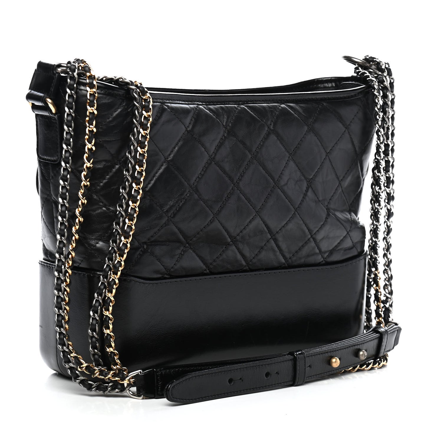 Aged Calfskin Quilted Medium Gabrielle Hobo Black