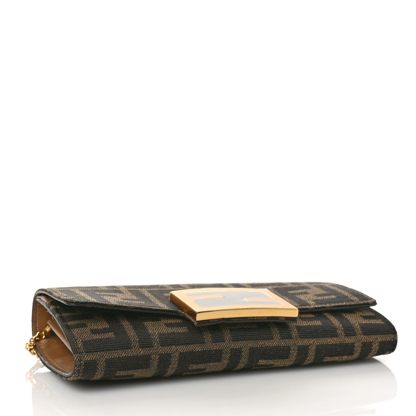 Fabric Jacquard FF 1974 Continental Wallet On Chain Tobacco Moro