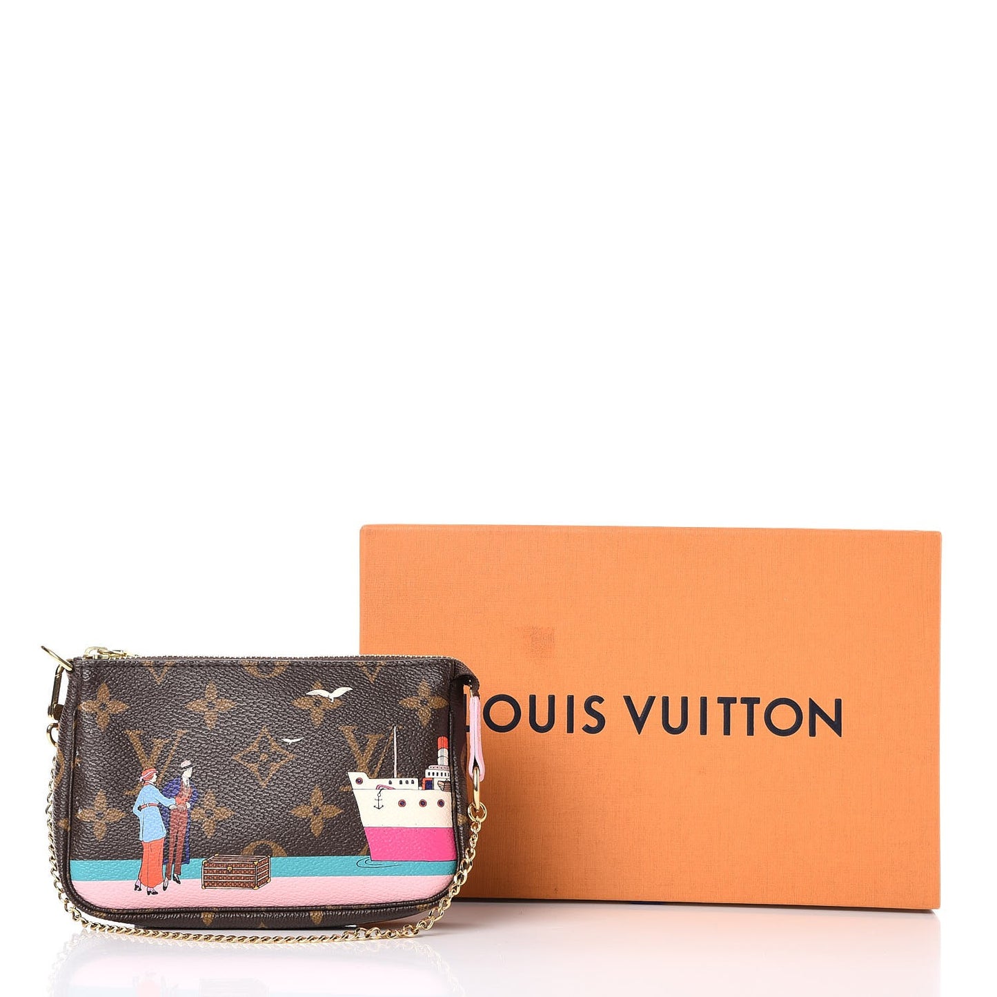 Monogram 2016 Christmas Animation Mini Pochette Accessories Rose Ballerine