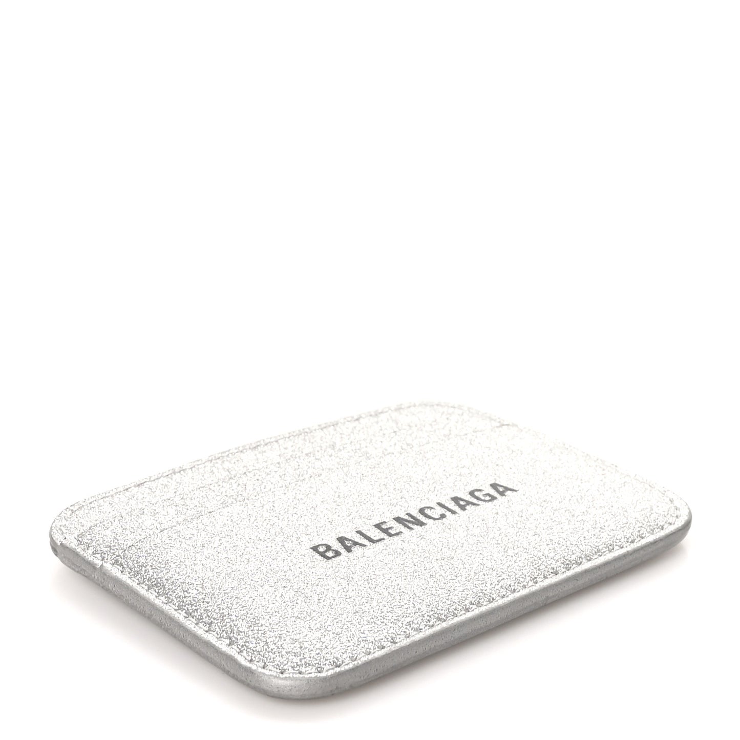 Glitter Calfskin Logo Cash Rounded Card Holder Silver Black