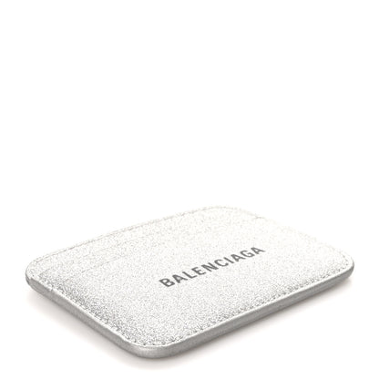 Balenciaga Glitter Calfskin Logo Cash Rounded Card Holder Silver Black 4 of 9