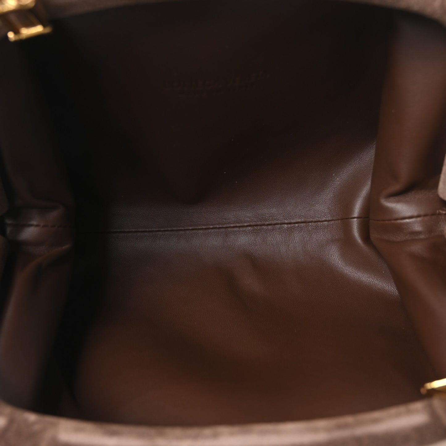 Suede Intrecciato Small The Lauren 1980 Clutch With Chain Praline Musk Washed Brownie