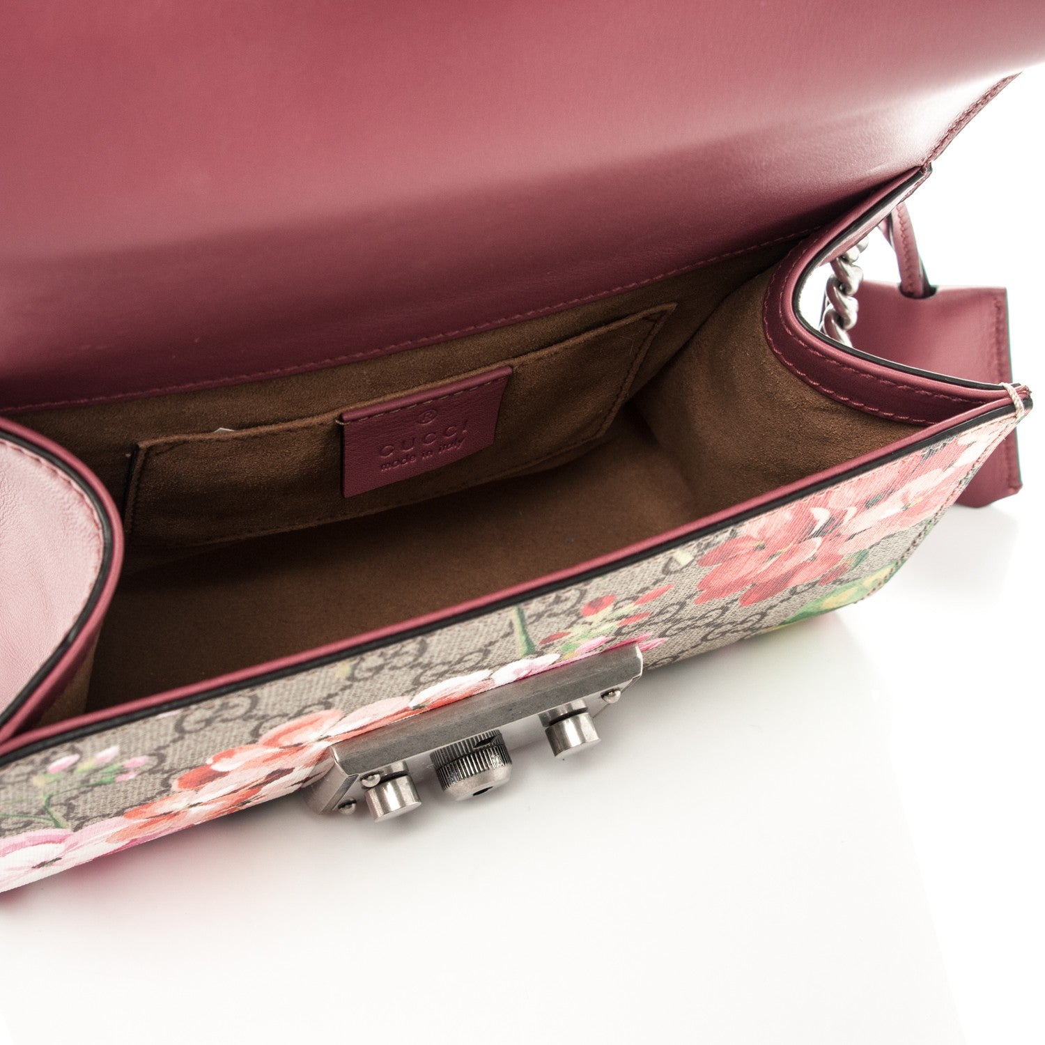 Gucci GG Supreme Monogram Blooms Small Padlock Shoulder Bag Beige Multicolor Dry Rose 5 of 7