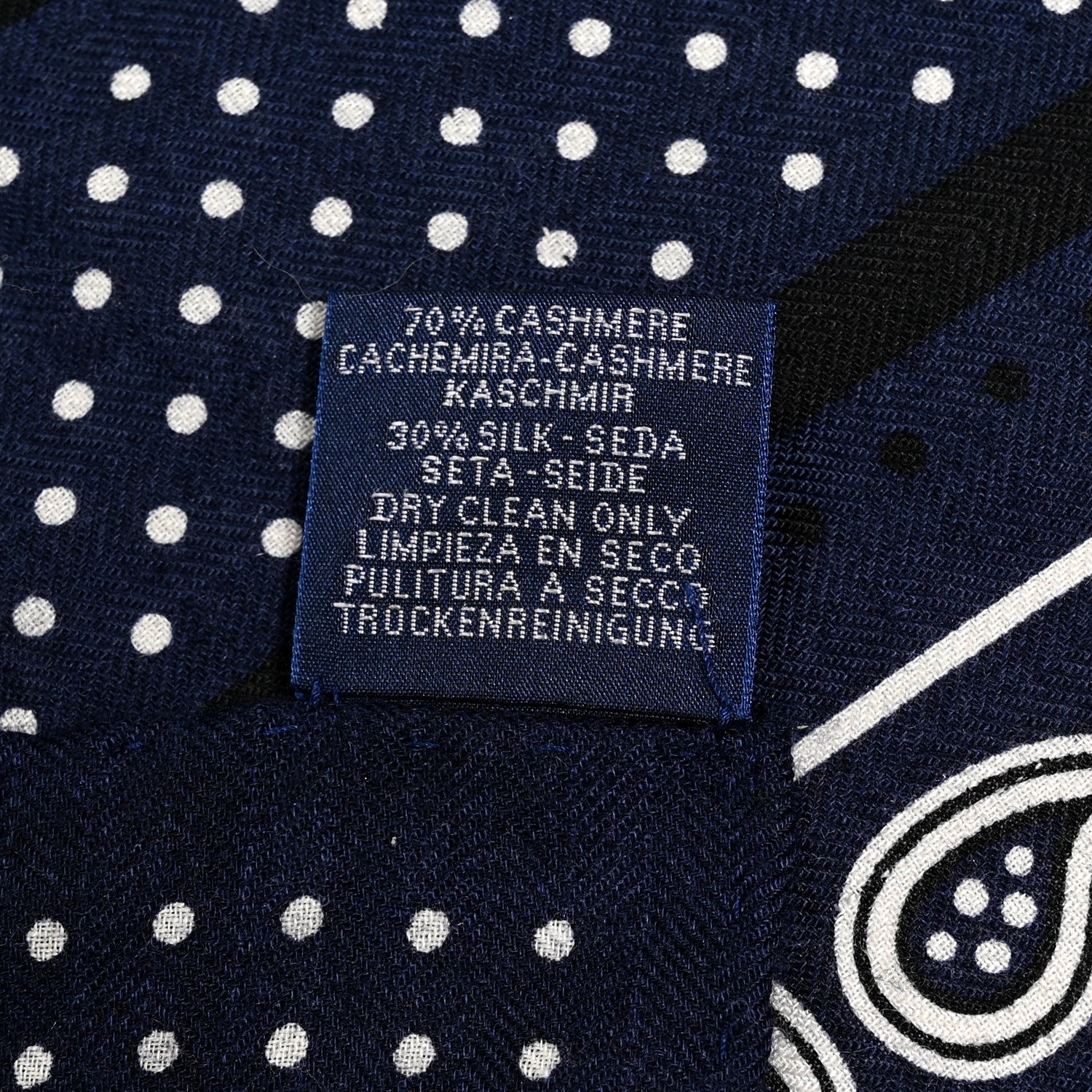 Hermes Cashmere Silk Les Cles Bandana Shawl 140 Marine Black White 5 of 6