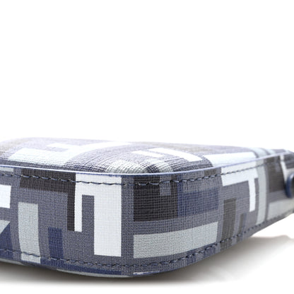 Fendi Fabric Jacquard Vitello Grace FF 1974 Baguette Pouch Blue 9 of 9