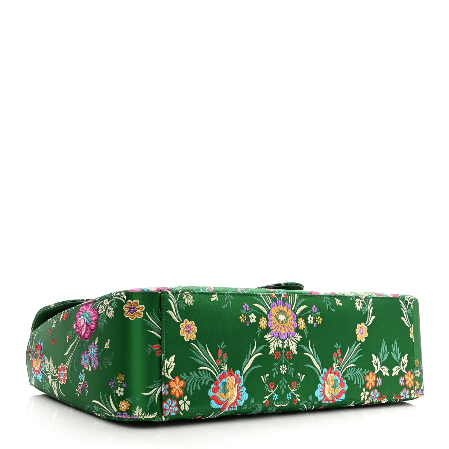 Gucci Jacquard Matelasse Floral Maxi GG Marmont Top Handle Shoulder Bag Green Multicolor 4 of 10