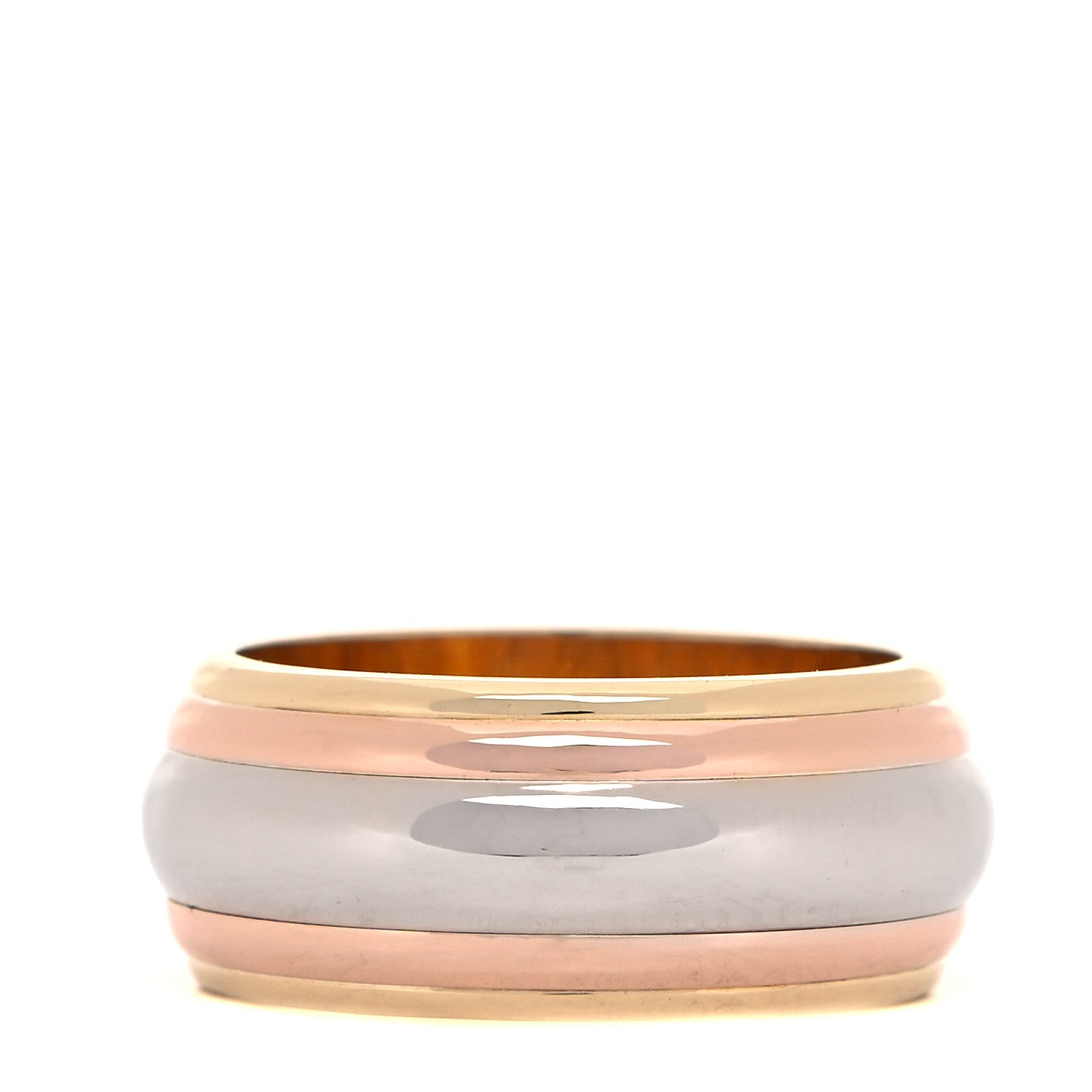 Cartier 18K Pink Yellow White Gold Trinity Saturn Band Ring 54 7 3 of 5