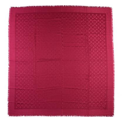 Louis Vuitton Silk Wool Monogram Shawl Wine Red 1 of 3