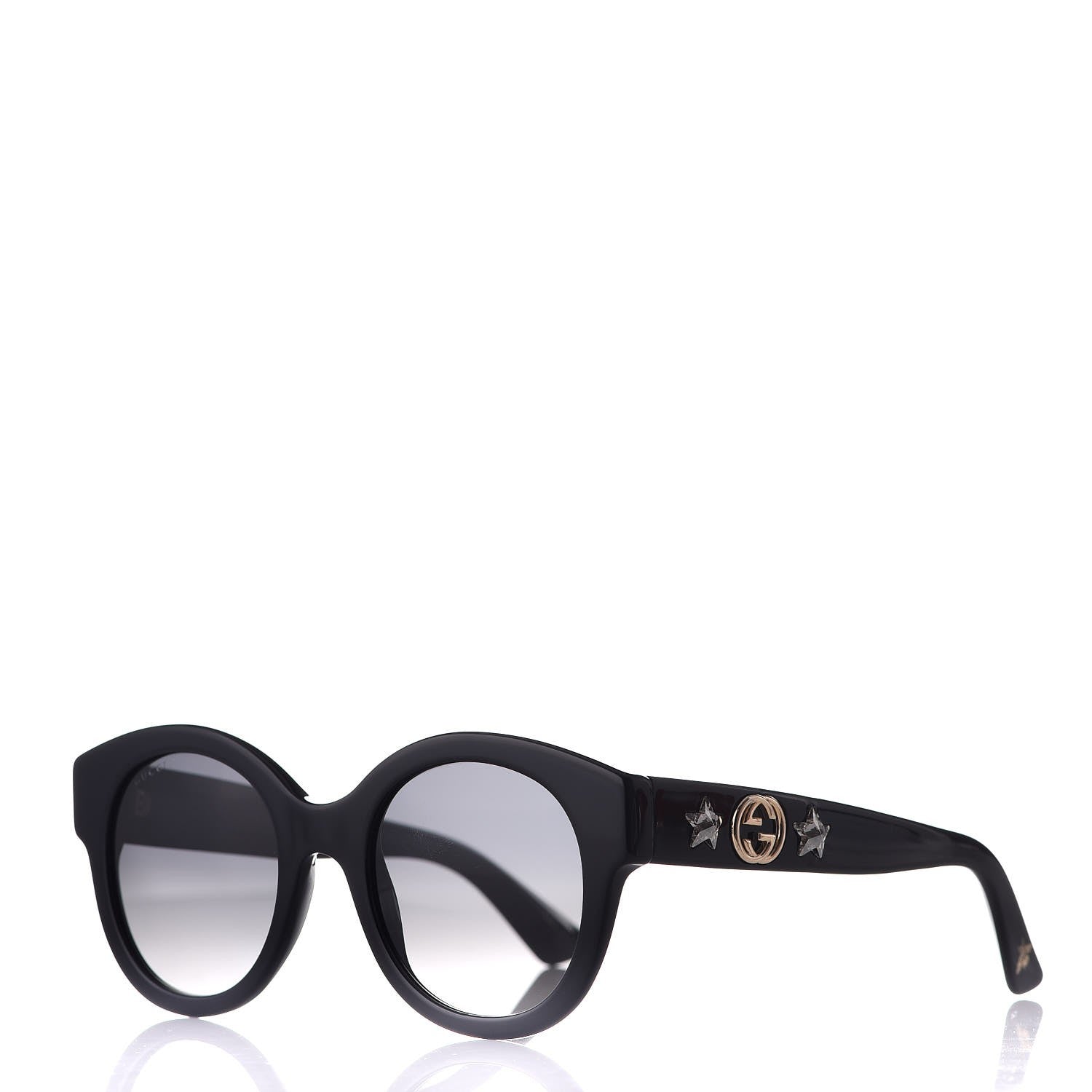 Gucci Round Frame Star Sunglasses GG0208S Black 1 of 9
