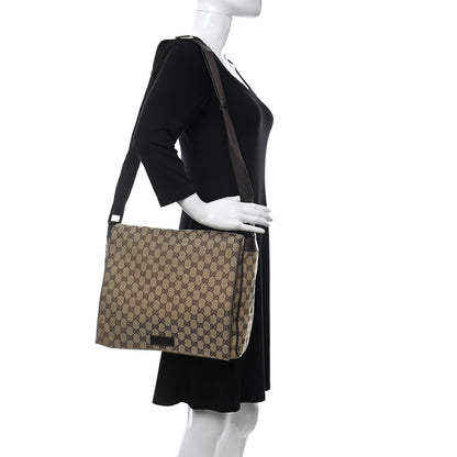 Gucci GG Monogram Medium Flap Messenger Bag Beige Dark Brown 2 of 10