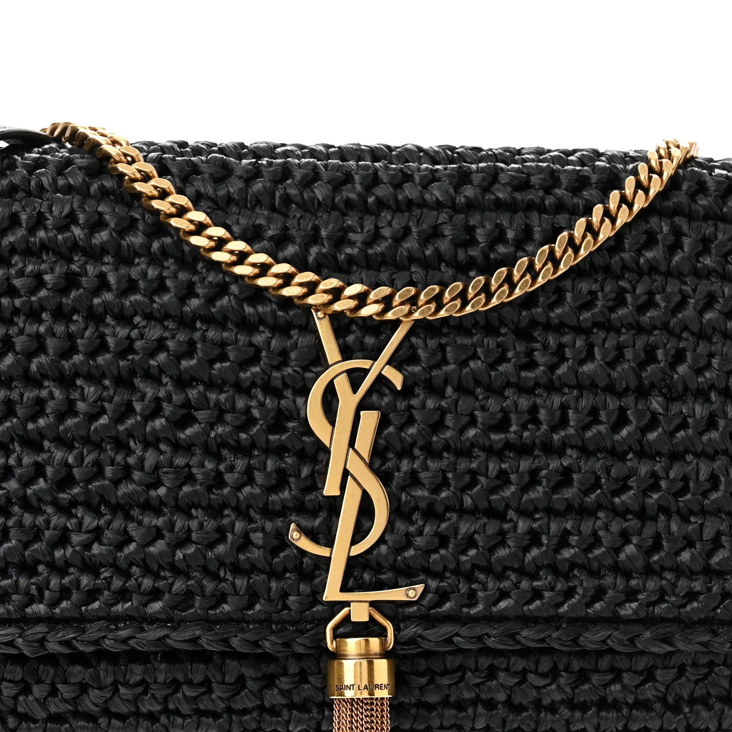Saint Laurent Raffia Monogram Tassel Kate 99 Black 9 of 12