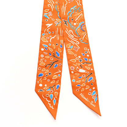 Hermes Silk Isola Di Primavera Twilly Potiron Bleu Tabac 2 of 4
