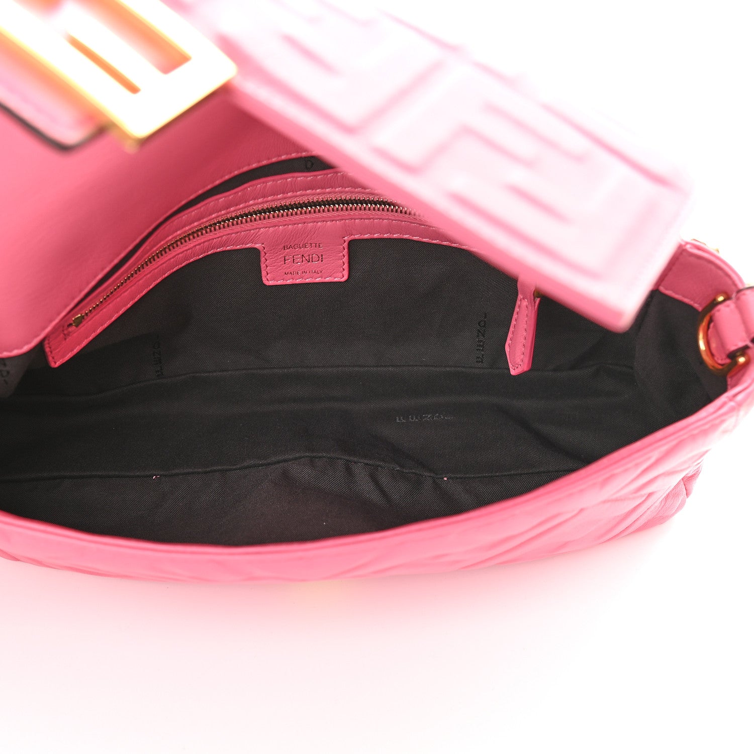 Fendi Nappa FF 1974 Embossed Baguette Rosa Fluo 5 of 8