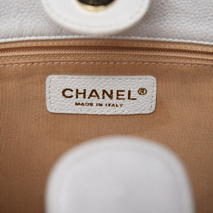 Chanel Caviar Quilted Petit Shopping Tote PST White 6 of 19