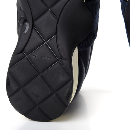 Chanel Stretch Fabric CC Sneakers 38 Blue 9 of 10