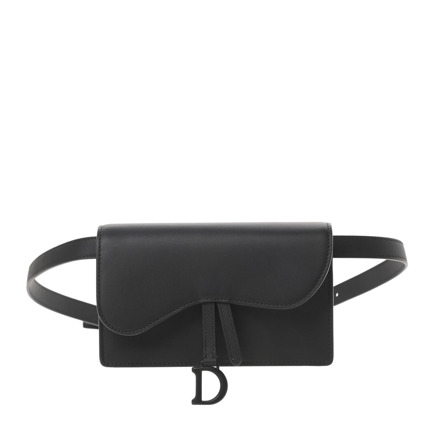 Ultra Matte Calfskin Saddle Belt Clutch Black