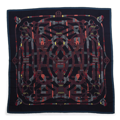 Hermes Cashmere Silk Cavalcadour Shawl 140 Caban Bordeaux Vert 1 of 3