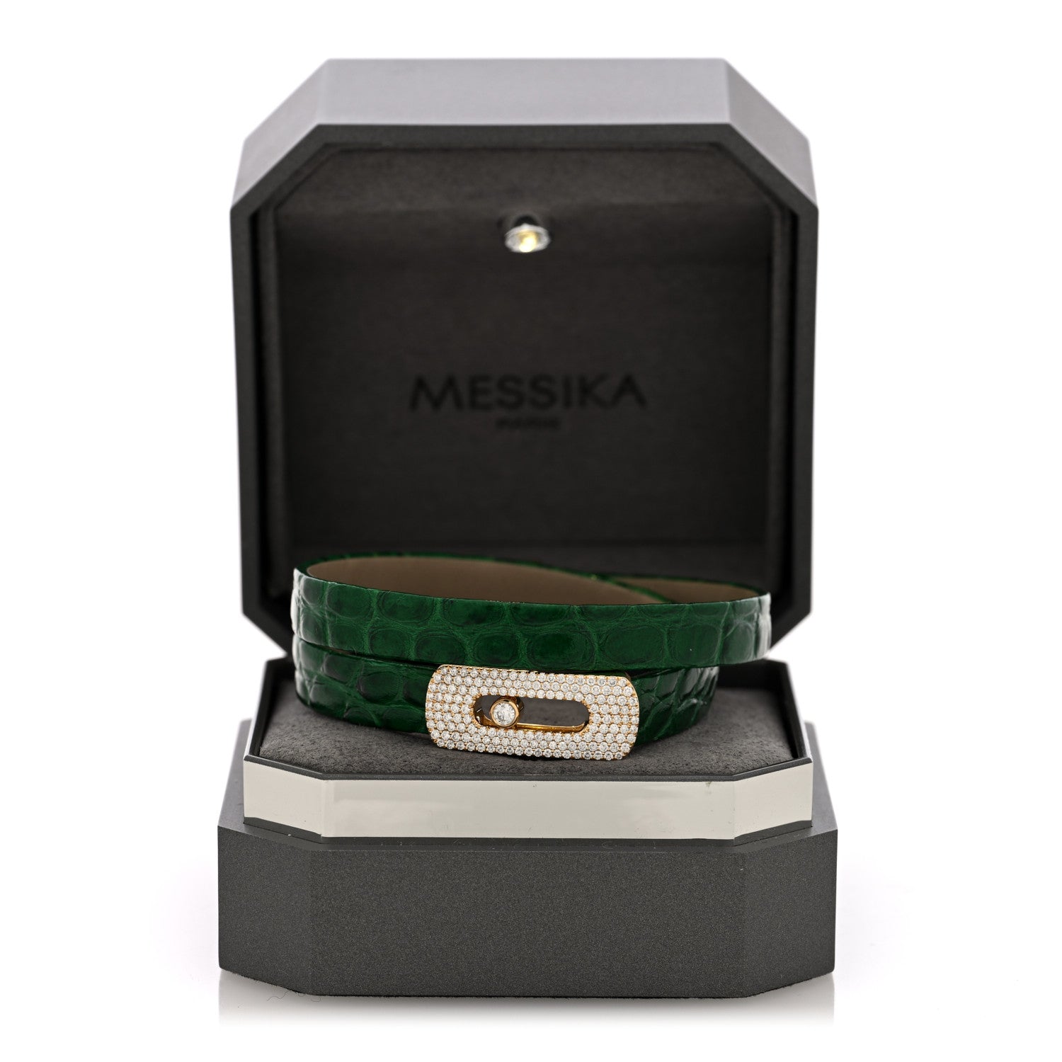 Messika 18K Yellow Gold Diamond Crocodile My Move Bracelet Green 5 of 5