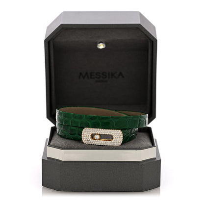 Messika 18K Yellow Gold Diamond Crocodile My Move Bracelet Green 5 of 5