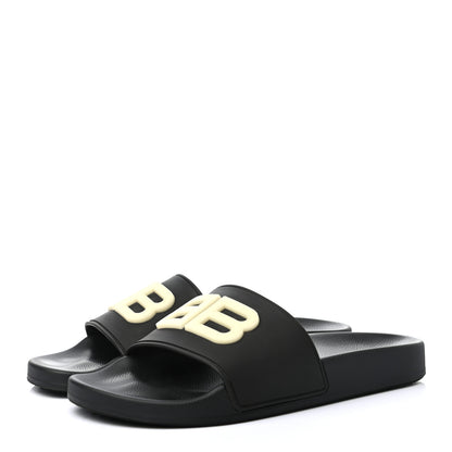 Balenciaga Rubber Womens BB Pool Slide Sandals 38 Black 3 of 7