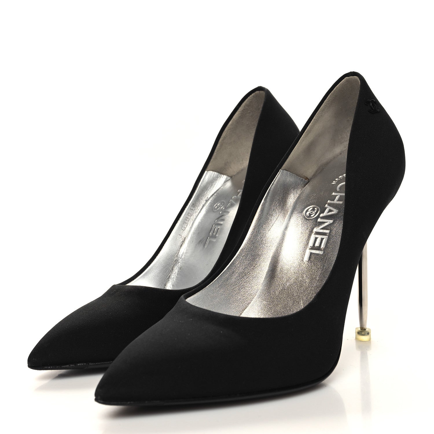 Chanel Silk Crepe CC Pumps 36 Black 3 of 9