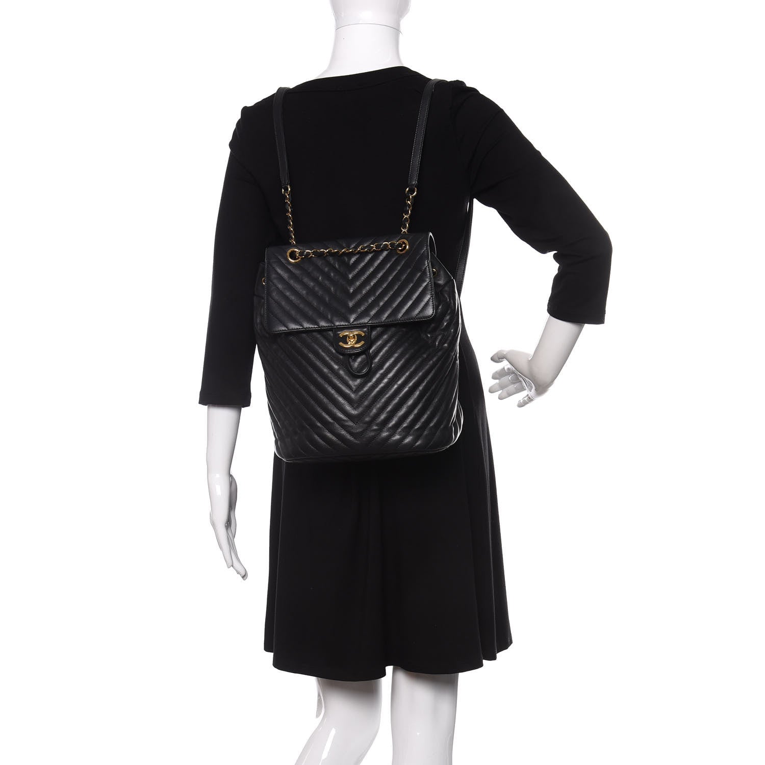 Chanel Calfskin Chevron Quilted Large Urban Spirit Backpack Black 2 of 10
