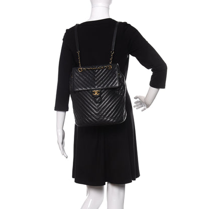 Chanel Calfskin Chevron Quilted Large Urban Spirit Backpack Black 2 of 10