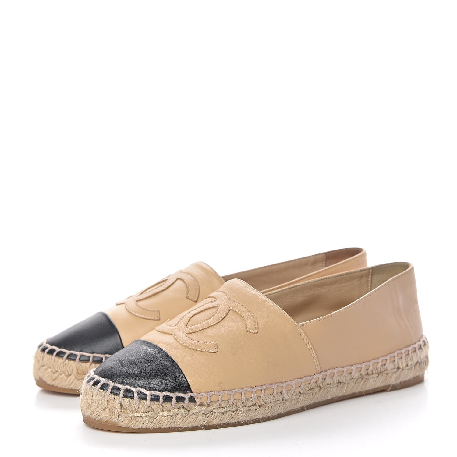 Chanel Lambskin CC Espadrilles 36 Beige Black 3 of 18