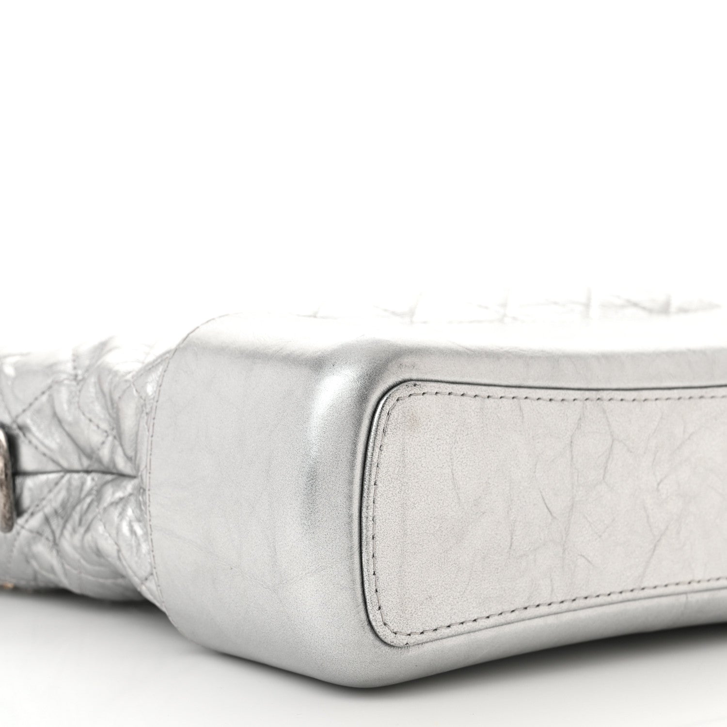 Chanel Metallic Aged Calfskin Quilted Medium Gabrielle Hobo Silver 9 of 13