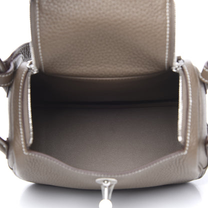 Hermes Taurillon Clemence Mini Lindy 20 Etoupe 5 of 8