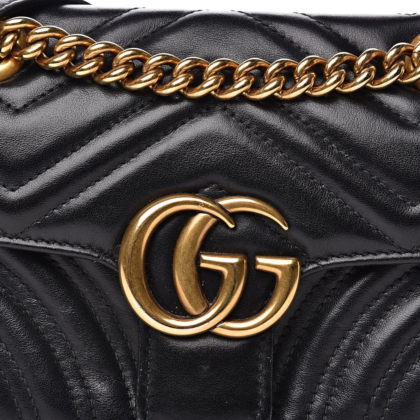 Calfskin Matelasse Mini GG Marmont Shoulder Bag Black