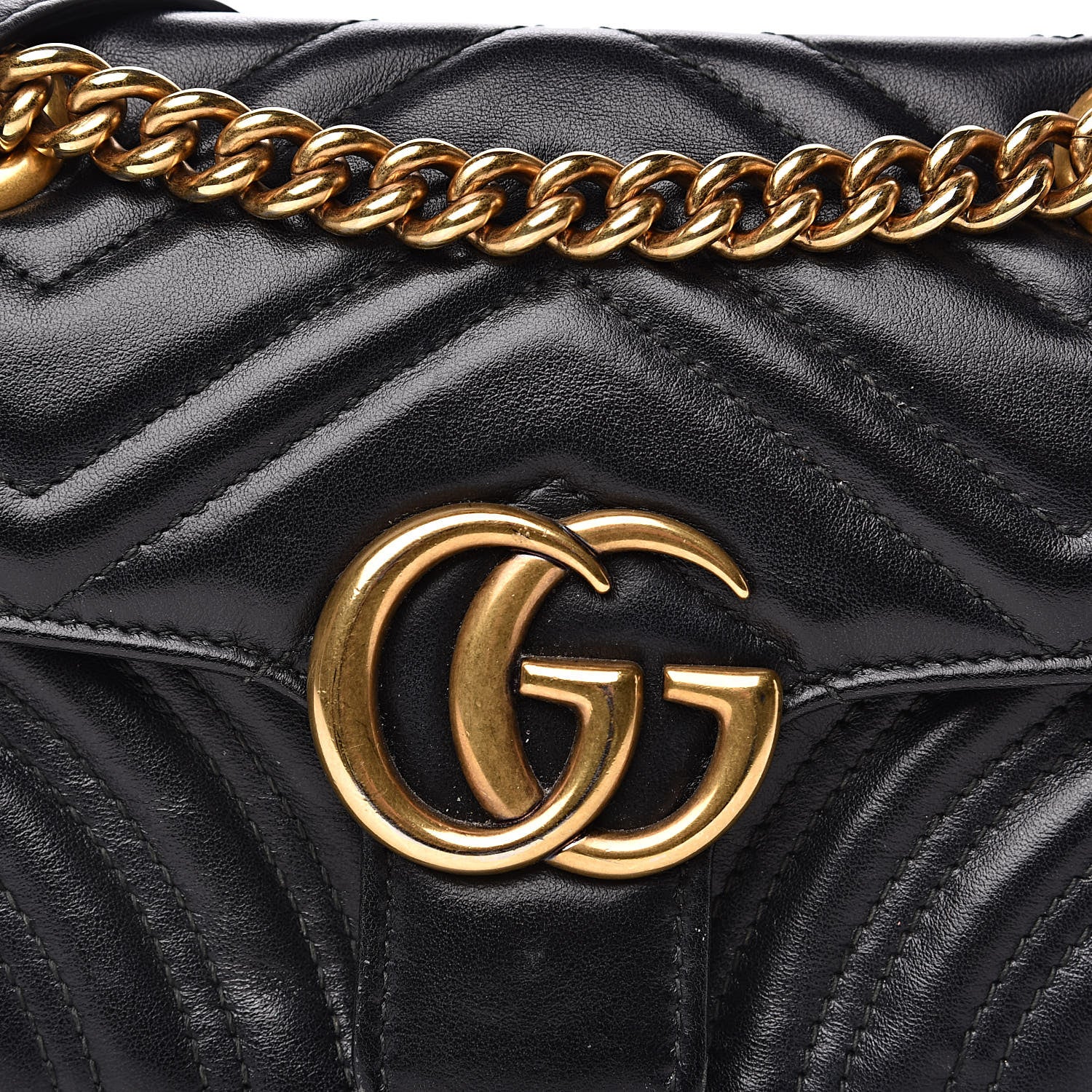 Gucci Calfskin Matelasse Mini GG Marmont Shoulder Bag Black 15 of 19