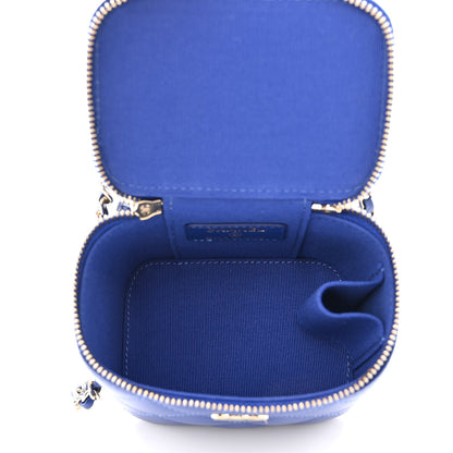 Chanel Lambskin Quilted Top Handle Mini Vanity Case With Chain Blue 5 of 11