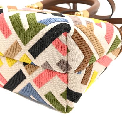 Fendi Canvas Vitello FF Multicolor Embroidered Mini By The Way Top Handle Boston Bag Multicolor 10 of 10
