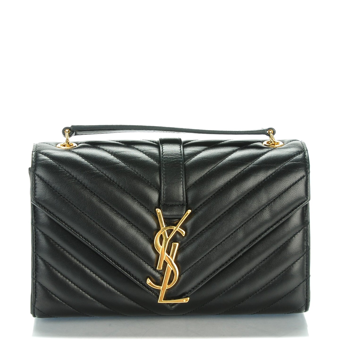 Lambskin Matelasse Chevron Small Monogram Satchel Black