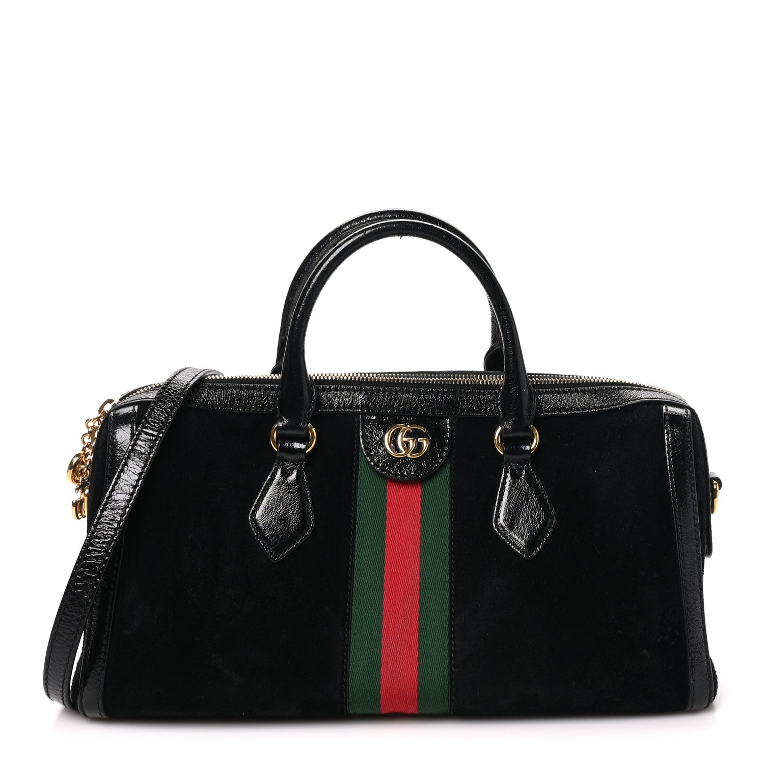 Gucci Suede Patent GG Web Medium Ophidia Boston Black 1 of 11