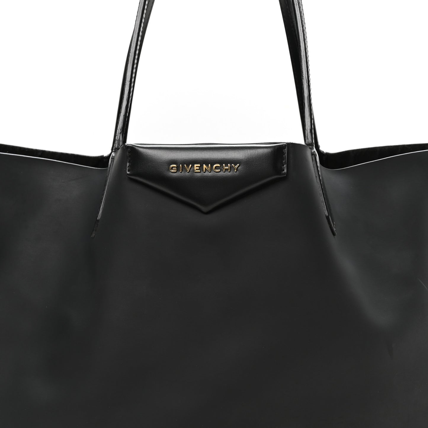 Rubber Effect Large Antigona Tote Black