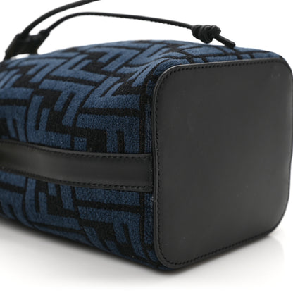 Fendi Chenille Vitello King FF Mini Mon Tresor Bucket Bag Blue Black 8 of 9