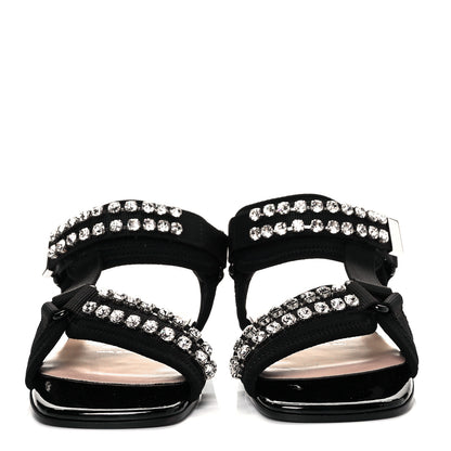 Gucci Neoprene Canvas Crystal Embellished Shea Flat Sandals 35 Black 2 of 7