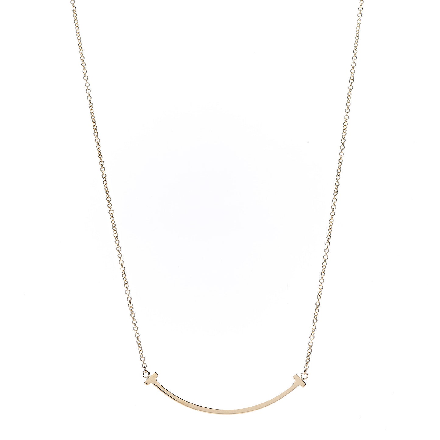 18K Yellow Gold Small T Smile Pendant Necklace
