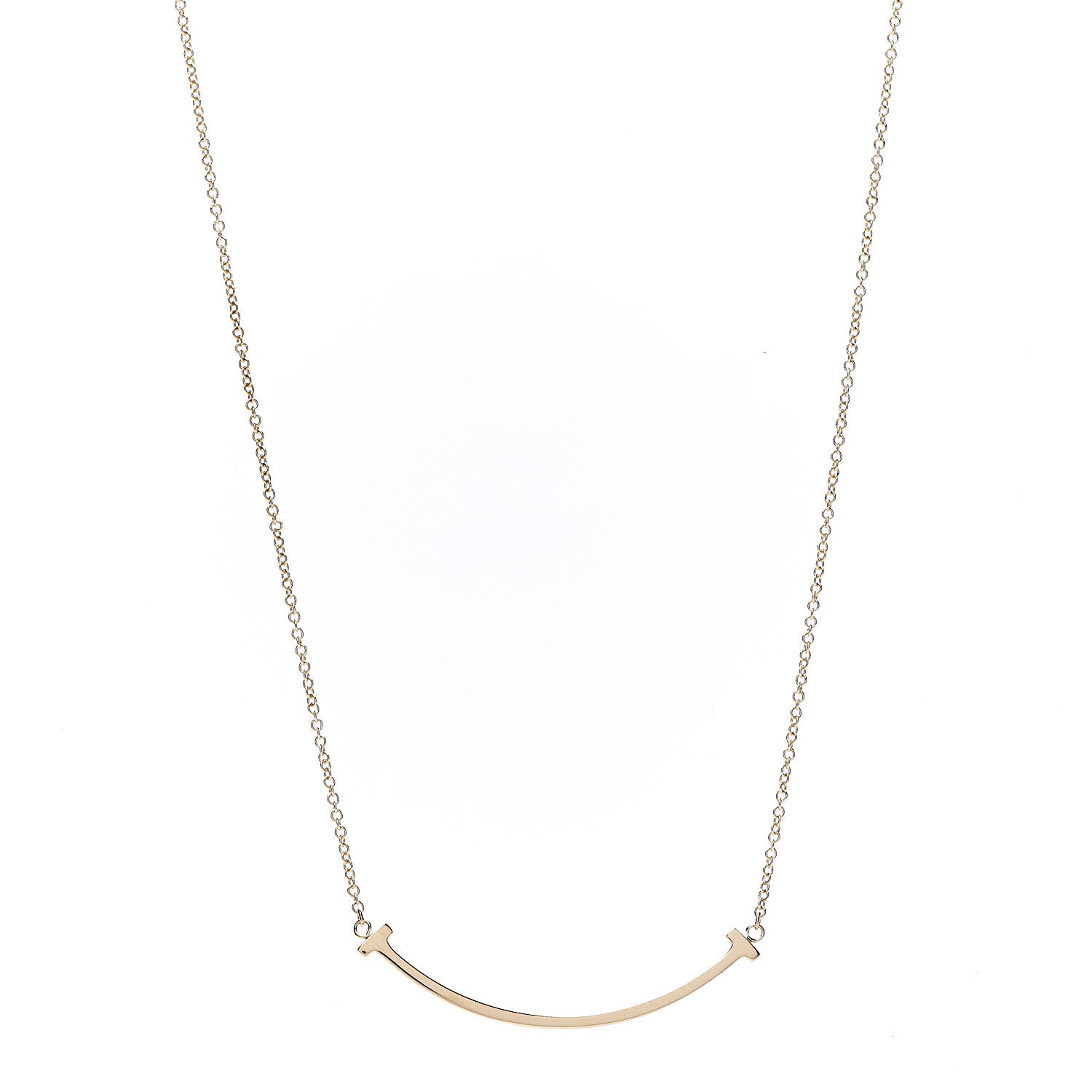 Tiffany 18K Yellow Gold Small T Smile Pendant Necklace 1 of 5
