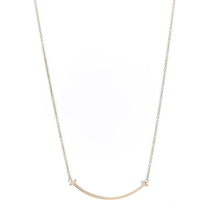 Tiffany 18K Yellow Gold Small T Smile Pendant Necklace 1 of 5