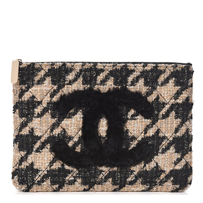 Chanel Tweed CC Medium Cosmetic Case Beige Black 1 of 7