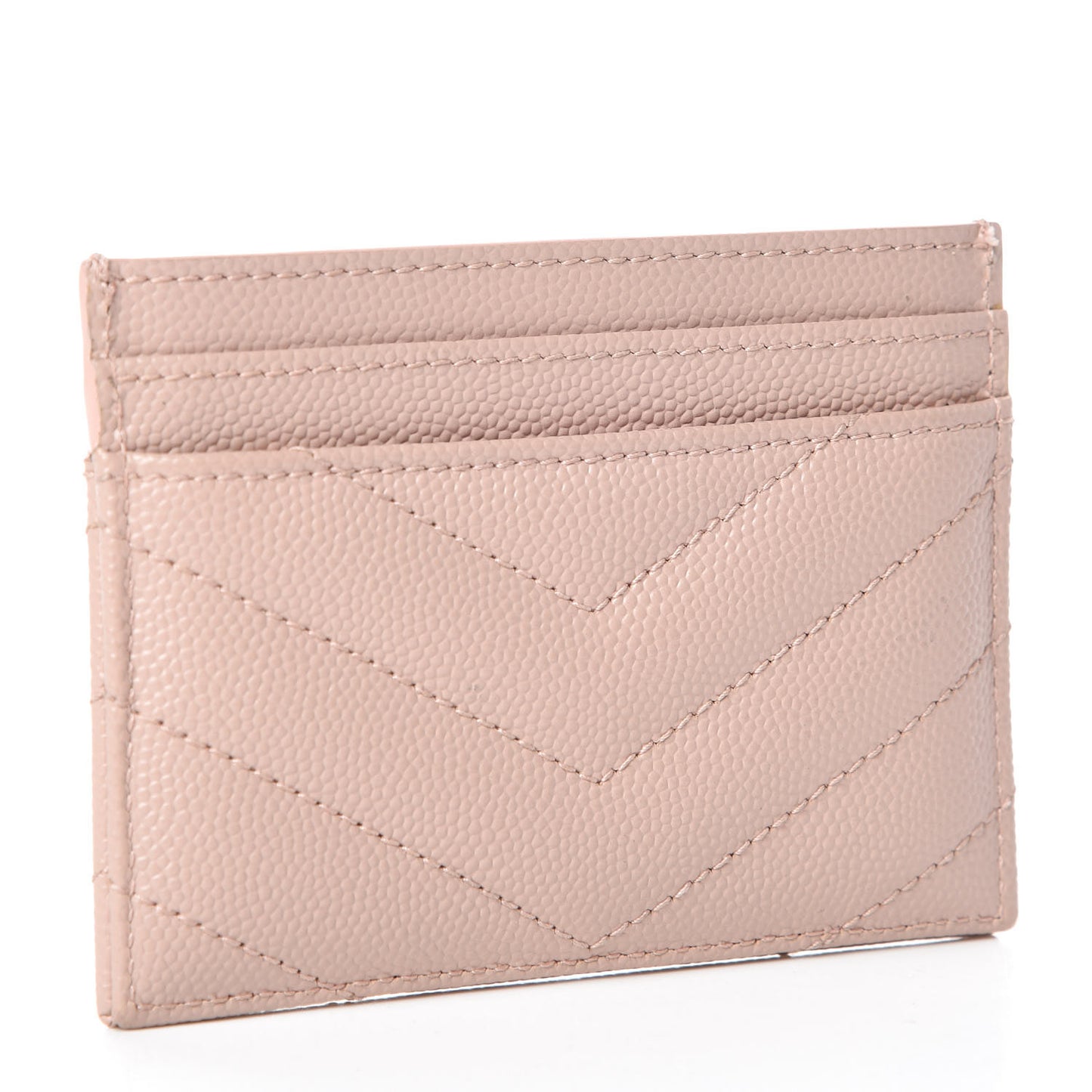 Grain De Poudre Matelasse Chevron Monogram Credit Card Case Pale Pink